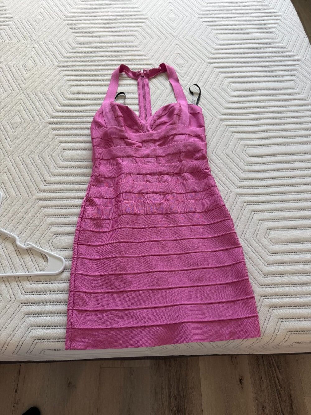 Pink Hervé Léger dress, size small, with a small seam on the back because I acci